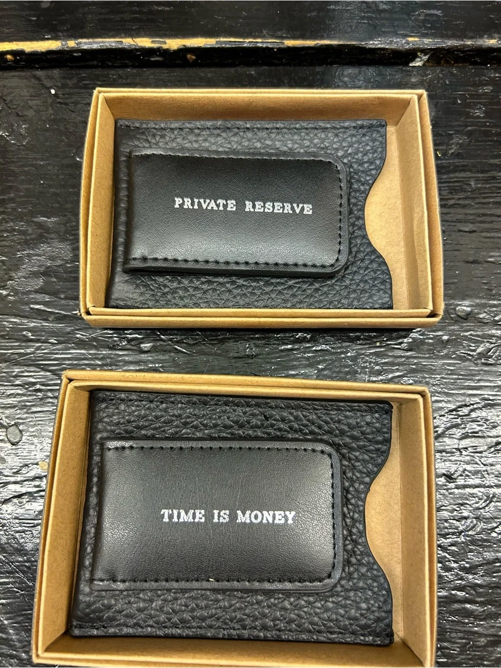 Leather Money Clip Wallet with sayings 